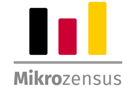 Ein Logo des Mikrozensus mit schwarzem,roten und goldenen Balken