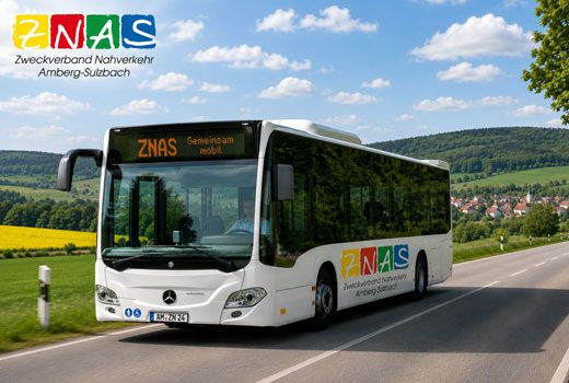 Ein Bus fähr über Land. KI-Generiert